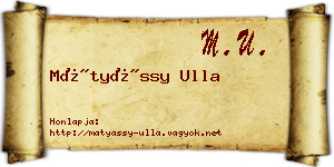 Mátyássy Ulla névjegykártya